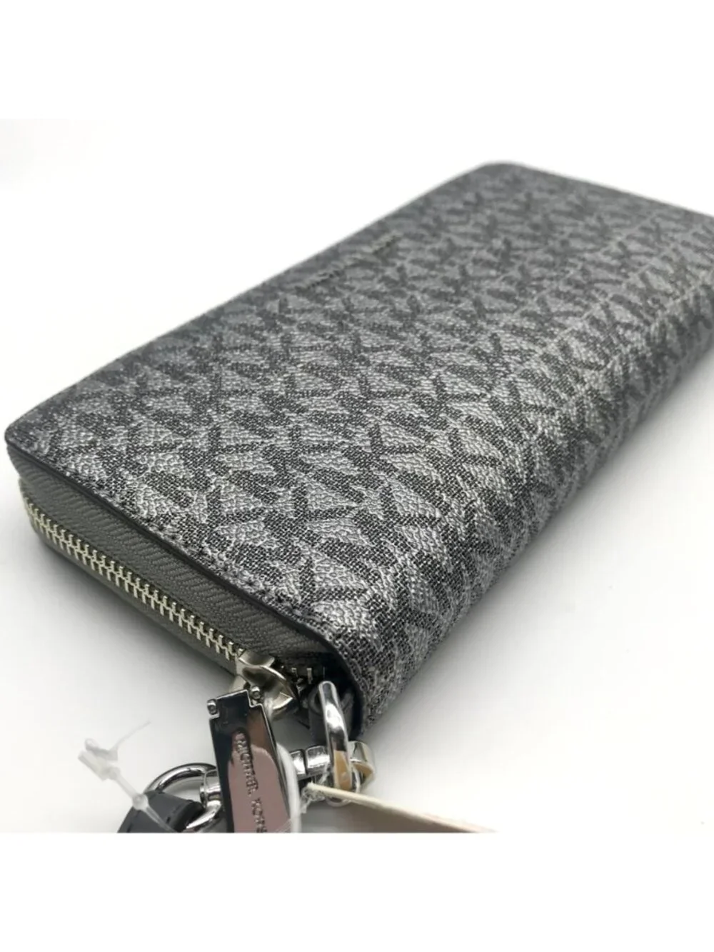 Michael Kors Dark Silver Monogram Jet Set Wristlet